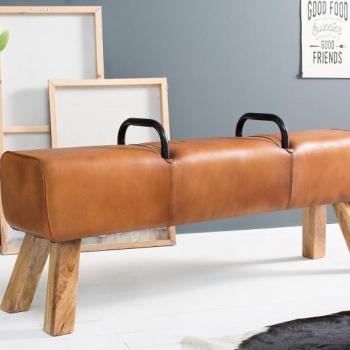 Estila Dizajnová luxusná lavica Bock Kult z pravej kože 134cm obrázok