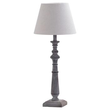 Estila Dizajnová sivá rustikálna stolná lampa Boisé s béžovým ľanovým tienidlom 50cm obrázok