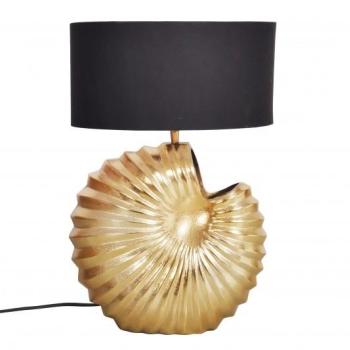 Estila Dizajnová stolná lampa Alexa v art deco štýle so zlatou podstavou a čiernym okrúhlym tienidlom 63cm obrázok