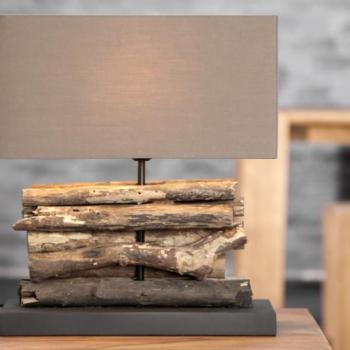 Estila Dizajnová stolná lampa z naplaveného dreva obrázok