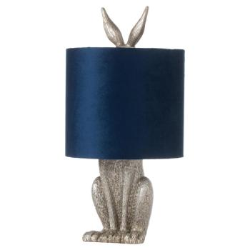 Estila Dizajnová stolná lampa Zajac Ušiak v striebornej farbe s modrým tienidlom 50cm obrázok