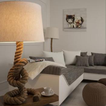 Estila Dizajnová štýlová stolná lampa Marinero 85cm prírodná krémová obrázok