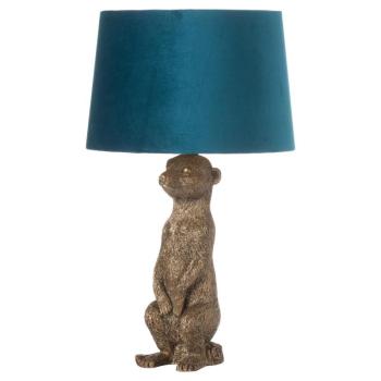 Estila Dizajnová zlatá stolná lampa Surikata Morris s tyrkysovým tienidlom 67cm obrázok