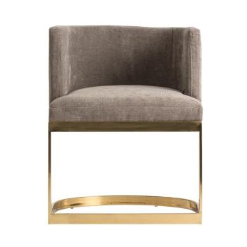 Estila Dizajnové art-deco kreslo Betliar so zlatou podstavou a hnedosivým poťahom 76cm obrázok