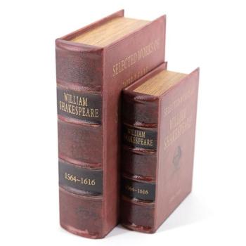 Estila Dizajnové kožené knihy Shakespeare v červenom obale s vintage povrchovým prevedením 27cm obrázok