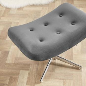Estila Dizajnový moderný taburet Deventry Gris zo zamatu obrázok