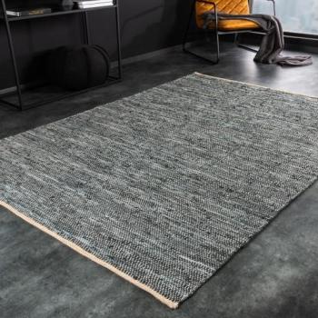 Estila Dizajnový obdĺžnikový koberec Mare z kožených a konopných vlákien modrosivej farby 230cm obrázok