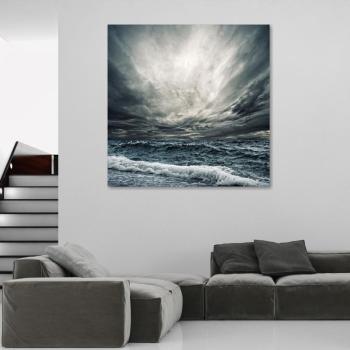 Estila Dizajnový obraz za sklom Ocean waves modrý štvorcový 120cm obrázok