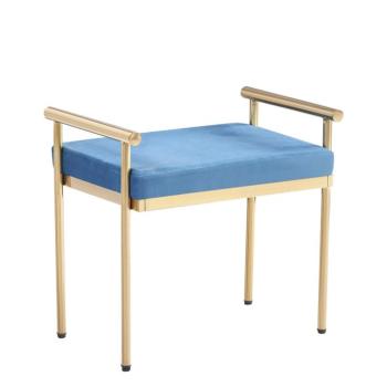 Estila Elegantná glamour lavica Brilia so zlatou chrómovou konštrukciou a modrým čalúnením 60cm obrázok