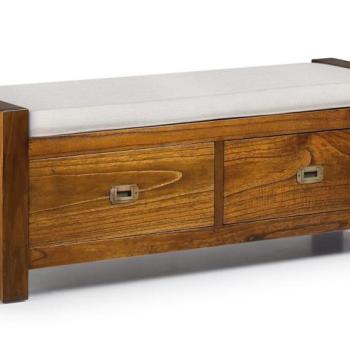 Estila Elegantná masívna lavica Star z masívu s vankúšom a dvomi zásuvkami 120cm obrázok