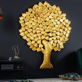 Estila Elegantná zlatá nástenná dekorácia Tree of Life z kovu v tvare stromu ginka 170cm obrázok