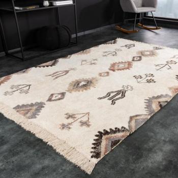 Estila Elegantný obdĺžnikový koberec Ethno v štýle etno v béžovej farbe z bavlny 230x160cm obrázok