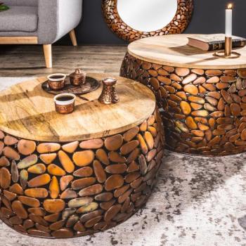 Estila Extravagantný set dvoch konferenčných stolíkov Riverstone meď obrázok