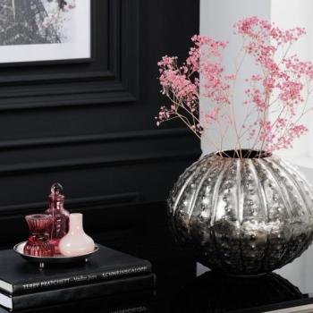 Estila Glamour váza Galactic v kovovom tepanom prevedení v striebornej farbe okrúhleho tvaru 30cm obrázok