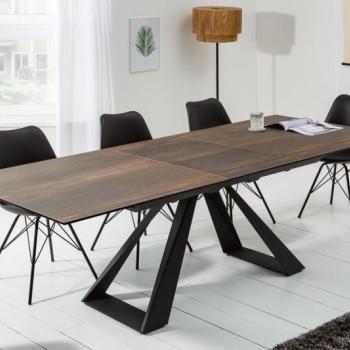 Estila Hnedý dizajnový rozkladací jedálenský stôl Laguna s industriálnymi nohami 180/230cm obrázok