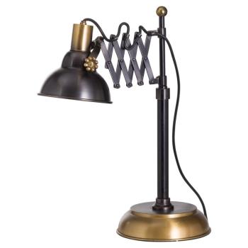Estila Industriálna čierna kovová pracovná lampa Estrada s mosadznými prvkami 49cm obrázok