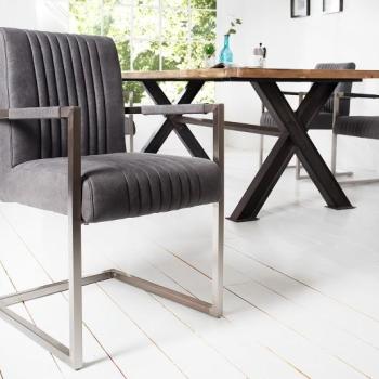 Estila Industriálna dizajnová retro stolička Inspirativo sivá 90cm, strieborný rám obrázok