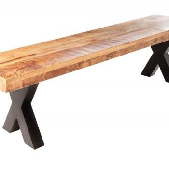 Estila Industriálna dlhá lavička Steele Craft z dreva na hrubých kovových nohách 200cm obrázok