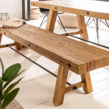Estila Industriálna jedálenská lavica Roseville z masívneho dreva vintage hnedej farby 165cm obrázok