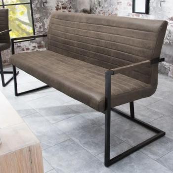Estila Industriálna lavica Imperial so sivohnedým čalúnením a s čiernou kovovou konštrukciou 160cm obrázok