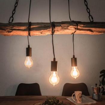 Estila Industriálna závesná lampa Barracuda z masívneho dreva a kovu 73cm obrázok