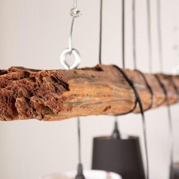 Estila Industriálna závesná lampa Elegans z dreva s piatimi tienidlami 115cm obrázok