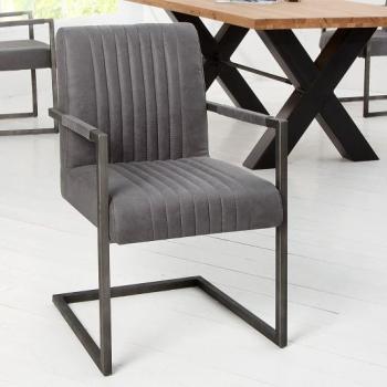 Estila Industriálne dizajnové retro kreslo Inspirativo sivé 90cm, tmavosivý rám obrázok