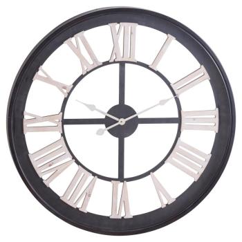 Estila Industriálne okrúhle nástenné hodiny Linarán s čiernym rámom 80cm obrázok