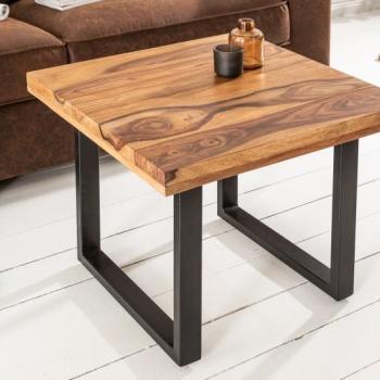 Estila Industriálny dizajnový konferenčný stolík Steele Craft z dreva sheesham štvorcového tvaru 60cm obrázok