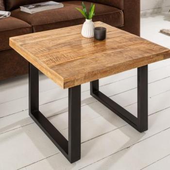 Estila Industriálny dizajnový konferenčný stolík Steele Craft z mangového dreva štvorcového tvaru 60cm obrázok