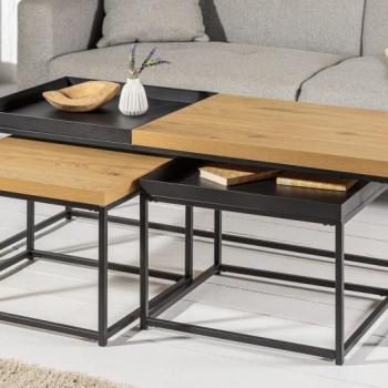 Estila Industriálny dizajnový konferenčný stolík Westford vo farbe prírodného dubu 120cm obrázok