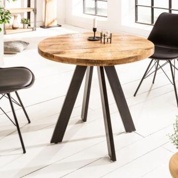 Estila Industriálny dizajnový okrúhly jedálensky stôl Ivar z masívu 80 cm obrázok