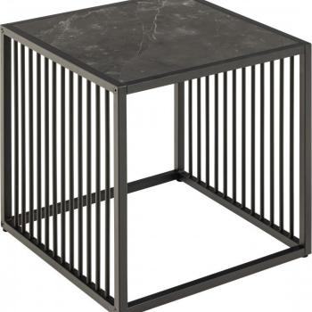Estila Industriálny dizajnový príručný stolík Industria Marbleux s čiernou kovovou konštrukciou a mramorovou doskou 40cm obrázok
