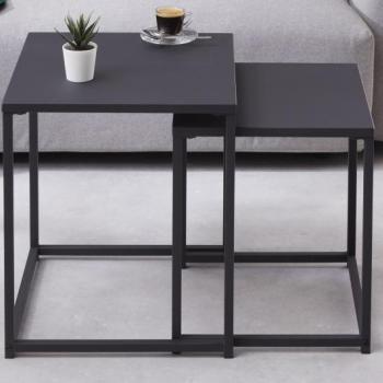 Estila Industriálny dizajnový set čiernych konferenčných stolíkov Industria Durante z kovu 40cm obrázok