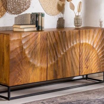 Estila Industriálny exkluzívny príborník Cumbria hnedej farby z masívneho mangového dreva 140cm obrázok