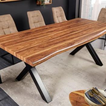 Estila Industriálny jedálenský stôl Bergo II obdĺžnikového tvaru v orechovej hnedej farbe na prekrížených nohách 180cm obrázok
