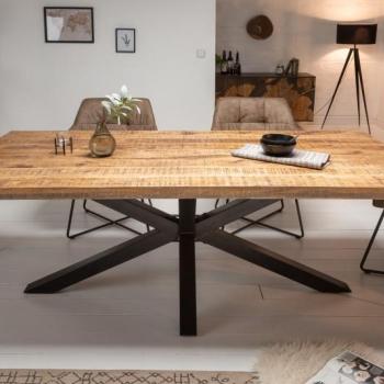 Estila Industriálny jedálenský stôl Comedor z lakovaného masívneho dreva s čiernou kovovou podstavou obdĺžnikový hnedý 160cm obrázok