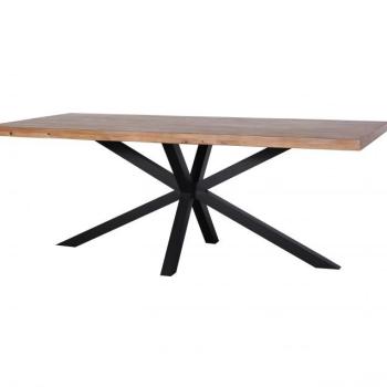 Estila Industriálny jedálenský stôl Comedor z masívneho dubového dreva na čiernej konštrukciu z kovu v tvare hviezdy 240cm obrázok