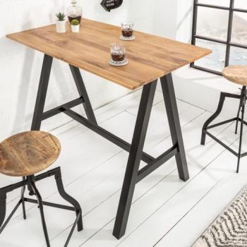 Estila Industriálny masívny barový stôl Steele Craft s čiernymi kovovými nohami 120cm obrázok