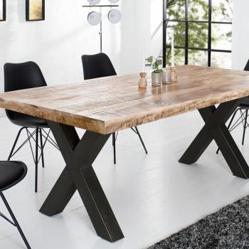 Estila Industriálny masívny jedálenský stôl Steele Craft s čiernymi prekríženými nohami 160cm obrázok