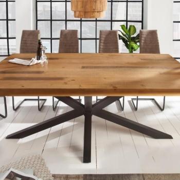 Estila Industriálny masívny stôl Comedor z masívneho dreva a čiernymi prekríženými nohami z kovu 240cm obrázok