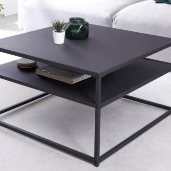 Estila Industriálny minimalistický čierny konferenčný stolík Industria Durante s policou 70cm obrázok