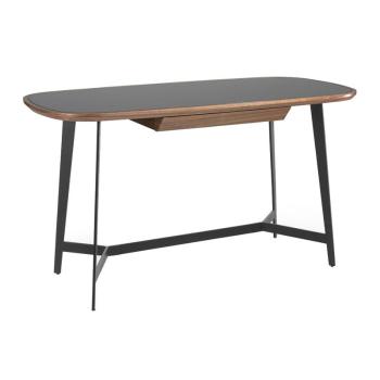 Estila Industriálny pracovný stôl Forma Moderna s doskou zo skla čierny 140cm obrázok