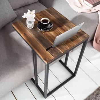 Estila Industriálny príručný stolík Elements z masívneho akáciového dreva 43cm obrázok