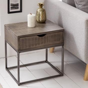 Estila Industriálny príručný stolík Steele Craft 45cm akácia obrázok