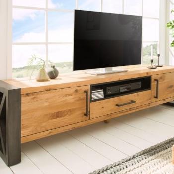 Estila Industriálny štýlový TV stolík Adin z masívu 200cm obrázok