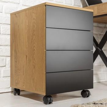 Estila Industriálny vkusný príručný stolík Westford na kolieskach do pracovne so štyrmi zásuvkami 61cm obrázok