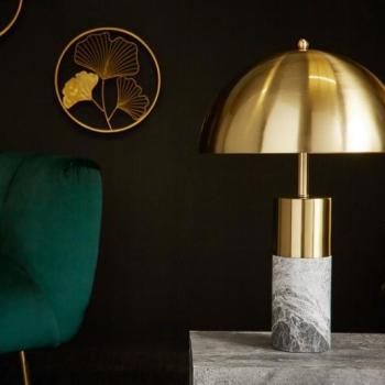 Estila Jedinečná art-deco stolná lampa Jaspeado v zlatom kovovom vyhotovení s mramorovým základom 52cm obrázok