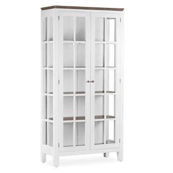Estila Klasická luxusná vitrína Blanc z masívneho dreva mindi v bielej farbe so sklenenými dvierkami 190cm obrázok