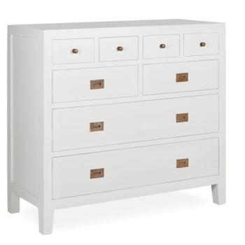 Estila Klasická masívna komoda Blanc z dreva mindi bielej farby s ôsmimi zásuvkami 110cm obrázok